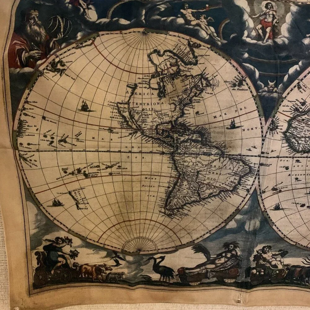 Old World Map Cloth Tapestry Wall Hanging Artwork Large Detailed Decorative
